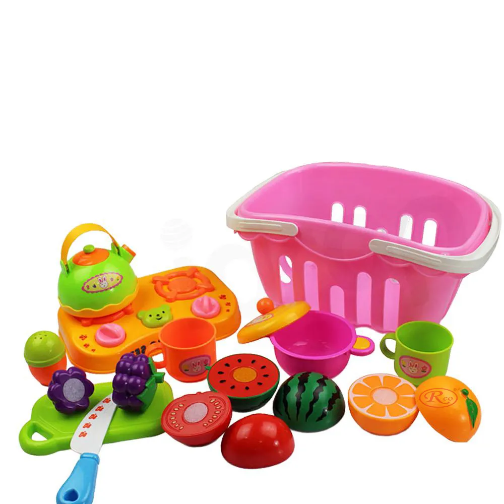 Consume All the time ~ side Set jucarii pentru copii cos cu fructe si legume de taiat, Super Market,14  piese WP3504-A RCO - Doraly.ro